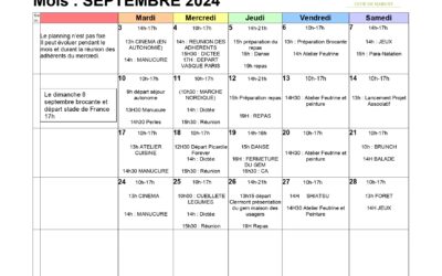 Planning Septembre 2024